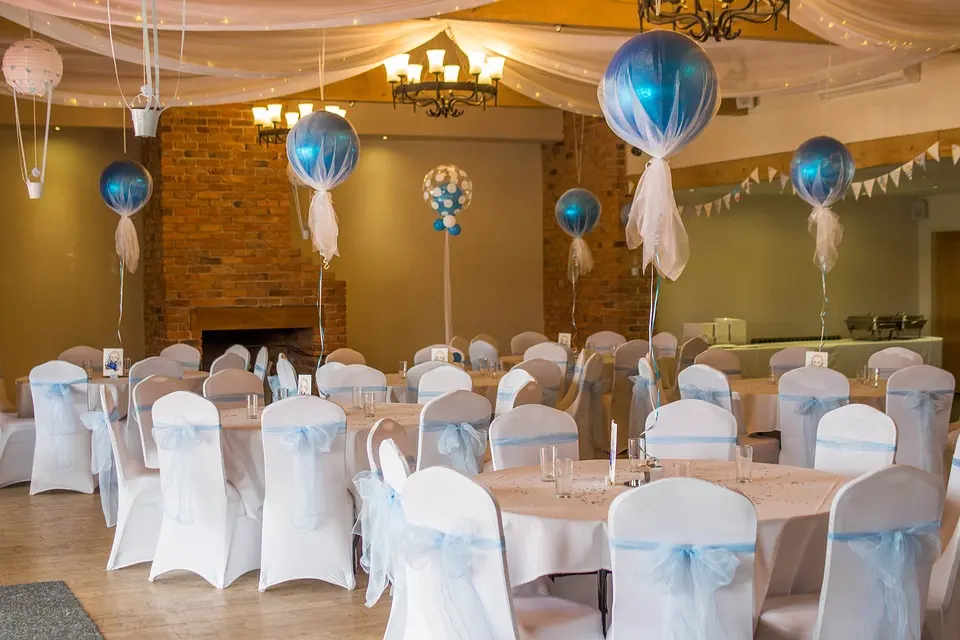 Hall decorated for a christening